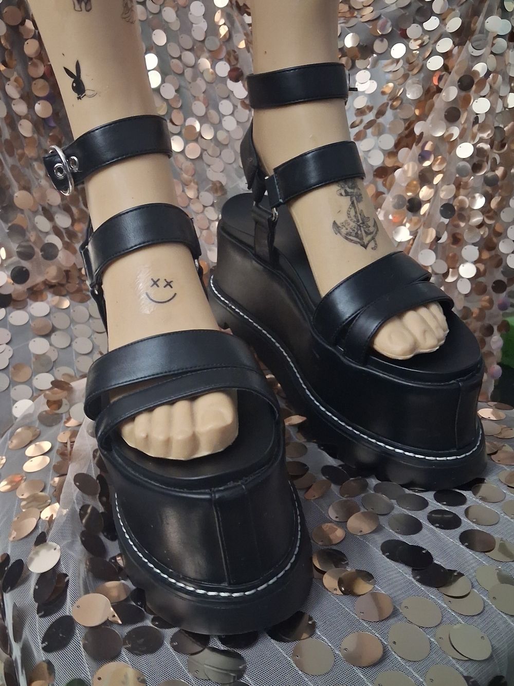 Black Chunky Platform Sandals, Festival Wear